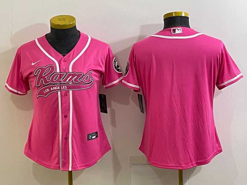 Women's Los Angeles Rams Blank Pink With Patch Cool Base Stitched Baseball Jersey,We sell and wholesale Women's Los Angeles Rams Blank Pink With Patch Cool Base Stitched Baseball Jersey on line form chian!